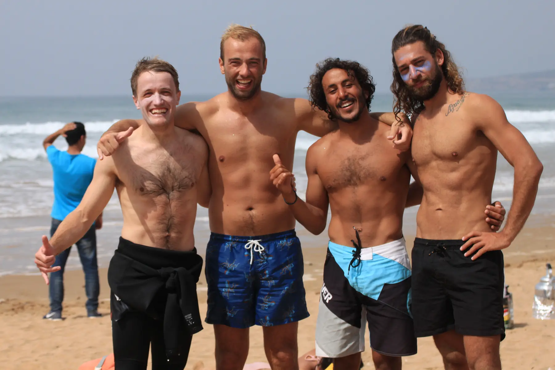 Friends enjoying a surf session together